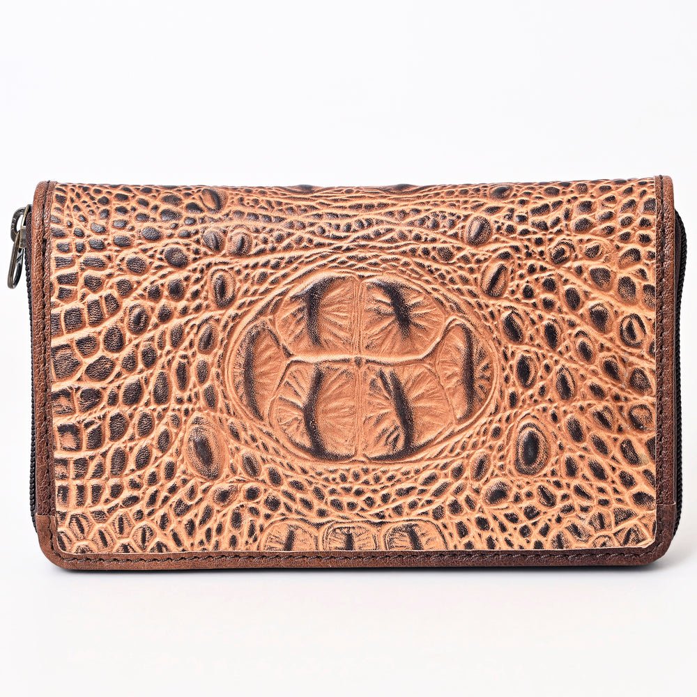 American Darling Wallet Hand Tooled Crocodile Embossed Genuine Leather Women Bag Western Handbag Purse