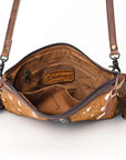 American Darling Western Small Crossbody Bag – Genuine Hair-On Cowhide Leather with Fringes, Adjustable Strap, Handcrafted in Texas