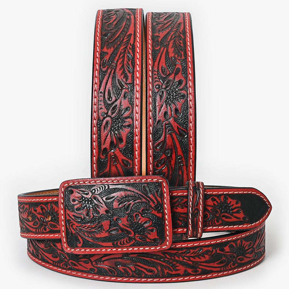 American Darling ADBLF216-L Beautifully Hand Tooled Genuine American Leather Belt Men and  Women