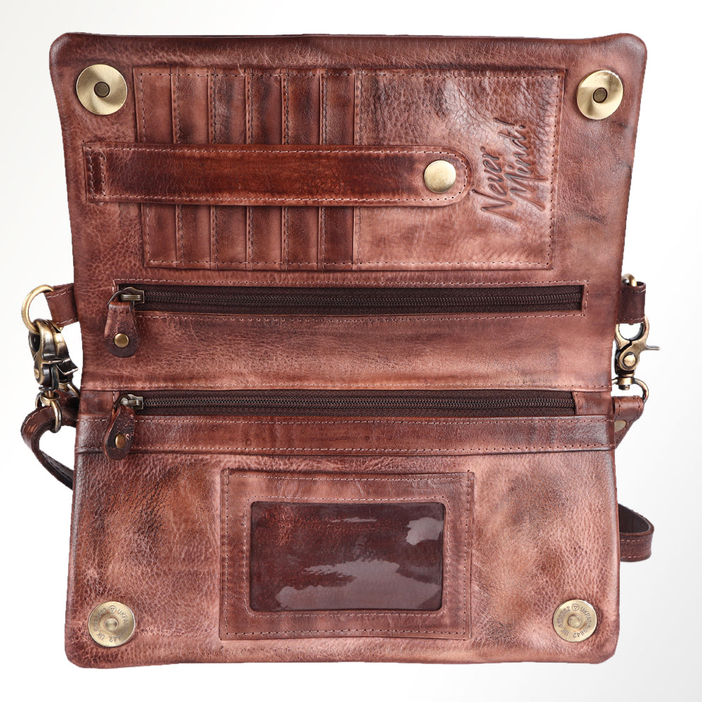 Never Mind Nmbgm140B Wallet Vintage Handmade Genuine Cowhide Leather Women Bag Western Handbag Purse