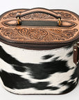 American Darling  Jewelry Case Hand Tooled Hair On Genuine Leather Western Women Bag Handbag Purse |