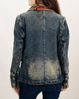 American Darling ADBZ032-L Genuine leather Hand tooled hand carved Women 100% cotton Denim Blazer dress jacket ladies Girl