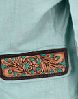 ADBZ034 Genuine leather Hand tooled hand carved Women Blazer dress jacket ladies Girl