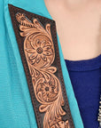 ADBZ036 Genuine leather Hand tooled hand carved Women Blazer dress jacket ladies Girl