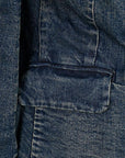 ADBZ044 Genuine leather Hand tooled hand carved Women 100% cotton Denim Blazer dress jacket ladies Girl