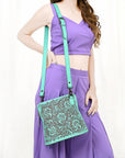 American Darling ADBGZ763B Hand Tooled Genuine Leather Women Bag Western Handbag Purse