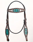 Comfytack Western Horse Hand Painted Genuine Leather Headstall Brown