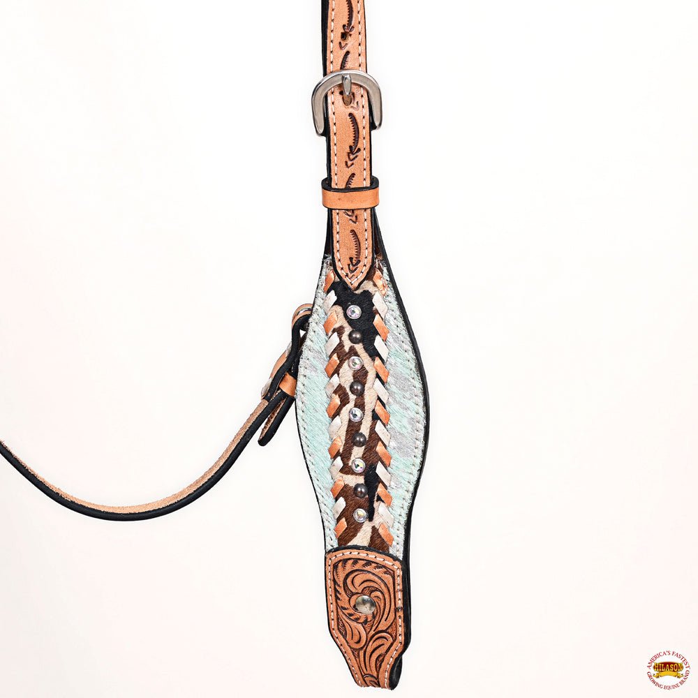 HILASON Western Horse Headstall &amp; Breast Collar American Leather Floral Carving