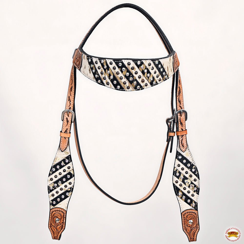 HILASON Western Horse Headstall &amp; Breast Collar American Leather Floral Carving