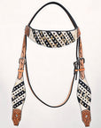 HILASON Western Horse Headstall & Breast Collar American Leather Floral Carving