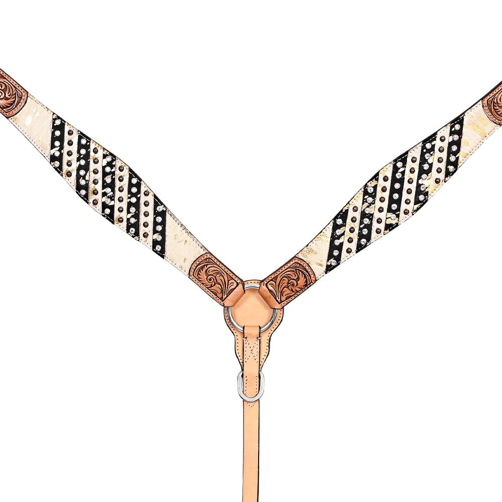 HILASON Western Horse Headstall &amp; Breast Collar American Leather Floral Carving