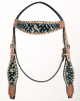 Hand-Carved Leather Western Headstall And Breast Collar Set For Training And Showing