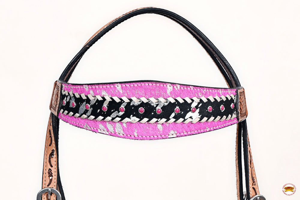 HILASON W. H. Headstall Breast Collar Hairon Leather Tan – Hilason