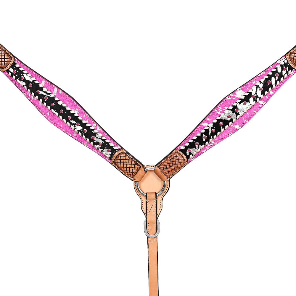 HILASON W. H. Headstall Breast Collar Hairon Leather Tan – Hilason