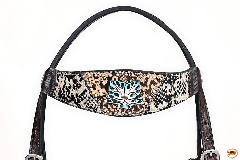 Hand-Carved Leather Western Headstall And Breast Collar Set For Training And Showing