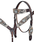 Hand-Carved Leather Western Headstall And Breast Collar Set For Training And Showing