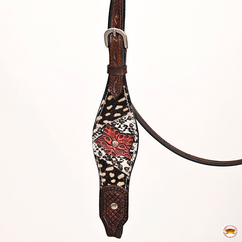 Hand-Carved Leather Western Headstall And Breast Collar Set For Training And Showing