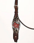 Hand-Carved Leather Western Headstall And Breast Collar Set For Training And Showing