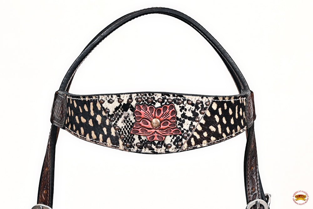Hand-Carved Leather Western Headstall And Breast Collar Set For Training And Showing