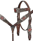Hand-Carved Leather Western Headstall And Breast Collar Set For Training And Showing