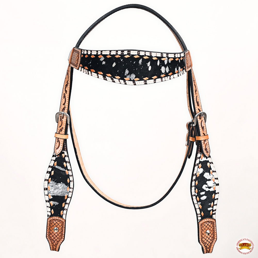 Hand-Carved Leather Western Headstall And Breast Collar Set For Training And Showing