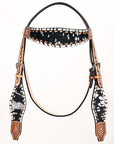 Hand-Carved Leather Western Headstall And Breast Collar Set For Training And Showing