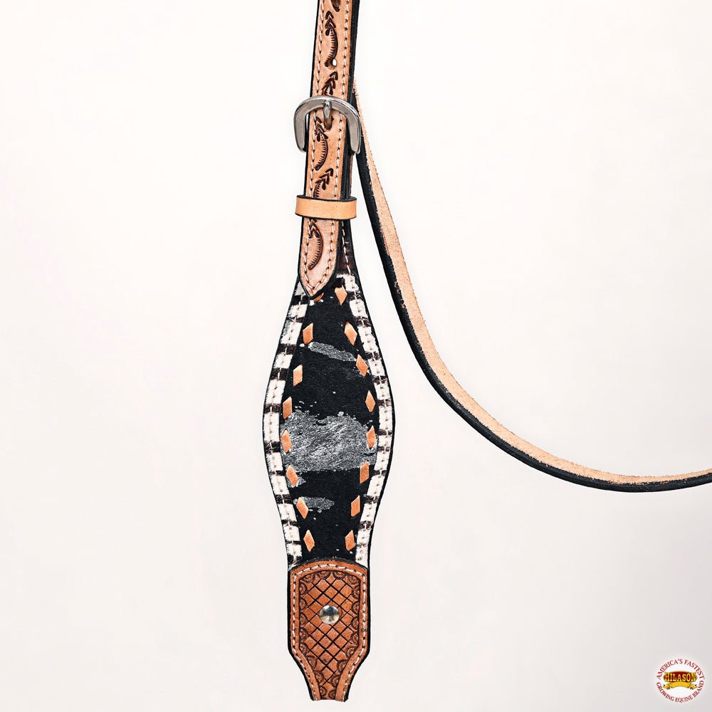 Hand-Carved Leather Western Headstall And Breast Collar Set For Training And Showing