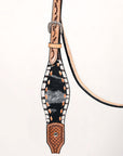 Hand-Carved Leather Western Headstall And Breast Collar Set For Training And Showing