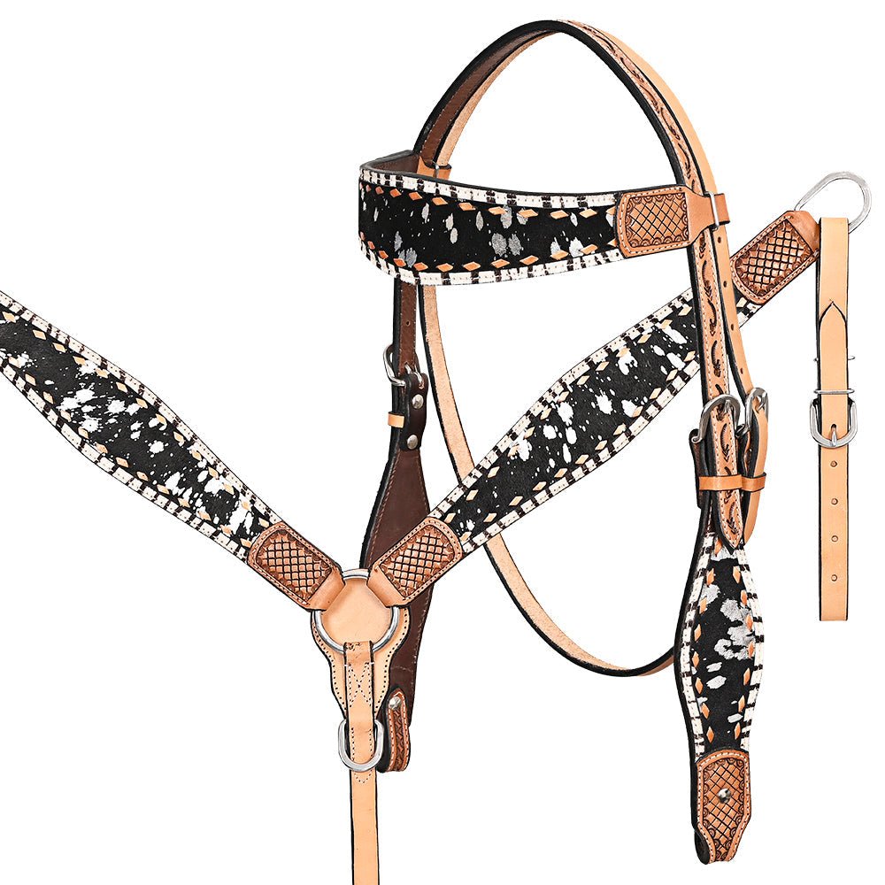 Hand-Carved Leather Western Headstall And Breast Collar Set For Training And Showing