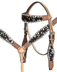 Hand-Carved Leather Western Headstall And Breast Collar Set For Training And Showing