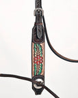 HILASON Western Horse Headstall & Breast Collar American Leather Floral Carving