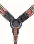HILASON Western Horse Headstall & Breast Collar American Leather Floral Carving