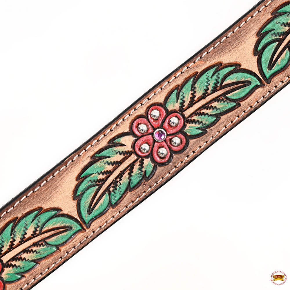 HILASON Western Horse Headstall &amp; Breast Collar American Leather Floral Carving