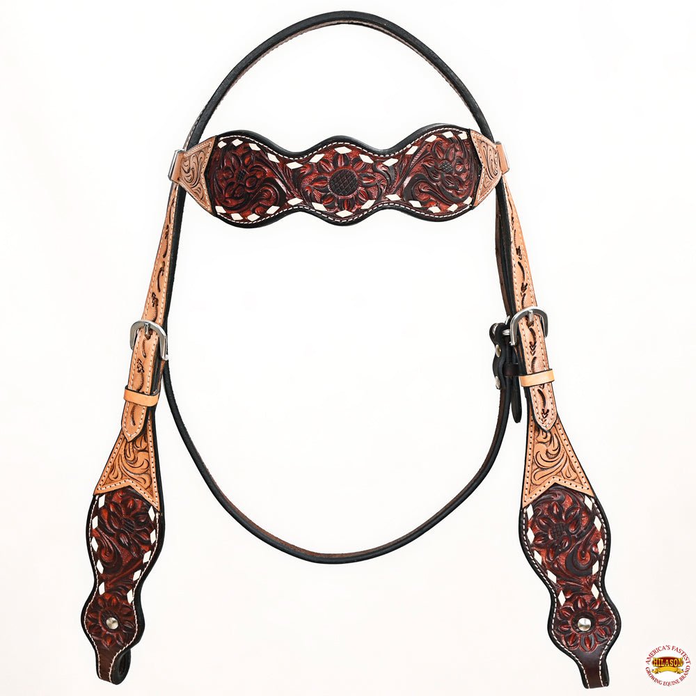 Hand-Carved Leather Western Headstall And Breast Collar Set For Training And Showing