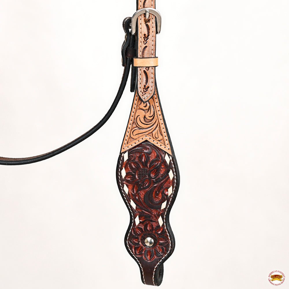 Hand-Carved Leather Western Headstall And Breast Collar Set For Training And Showing