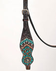 Hand-Carved Leather Western Headstall And Breast Collar Set For Training And Showing