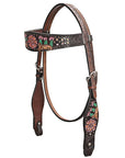 Hand-Carved Leather Western Headstall And Breast Collar Set For Training And Showing