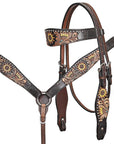 Hand-Carved Leather Western Headstall And Breast Collar Set For Training And Showing