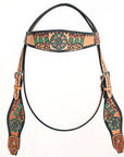 HILASON Western Horse Headstall & Breast Collar American Leather Floral Carving