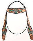 HILASON Western Horse Headstall Breast Collar Leather Tan