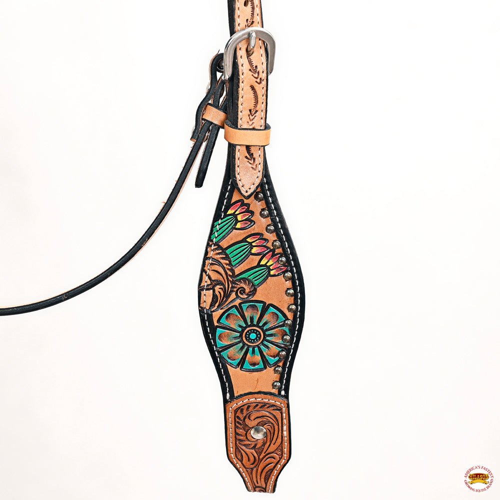 HILASON Western Horse Headstall &amp; Breast Collar American Leather Floral Carving