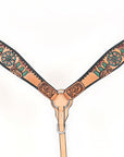 HILASON Western Horse Headstall & Breast Collar American Leather Floral Carving