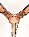 HILASON Western Horse Headstall & Breast Collar American Leather Floral Carving