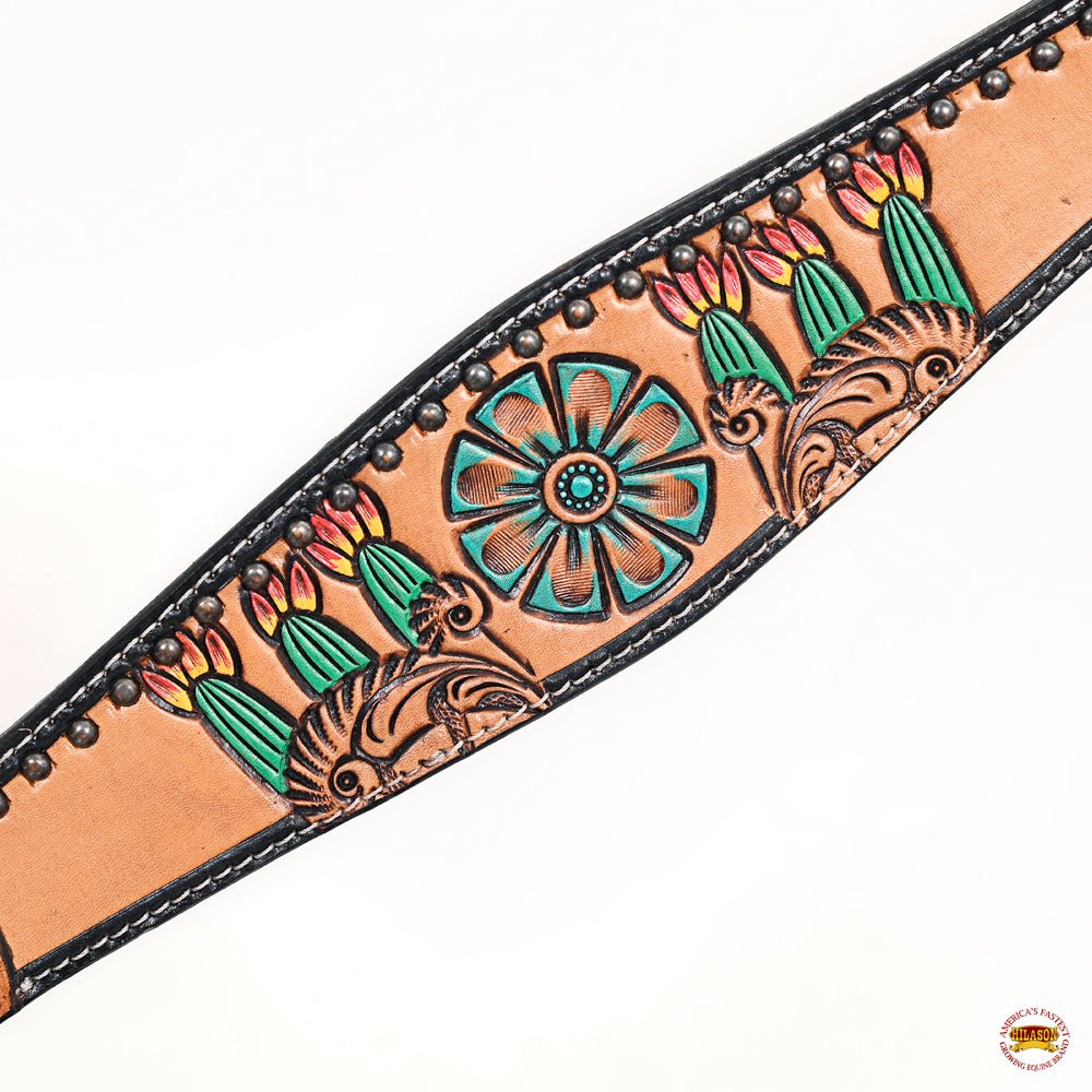 HILASON Western Horse Headstall &amp; Breast Collar American Leather Floral Carving