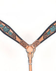 HILASON Western Horse Headstall & Breast Collar American Leather Floral Carving