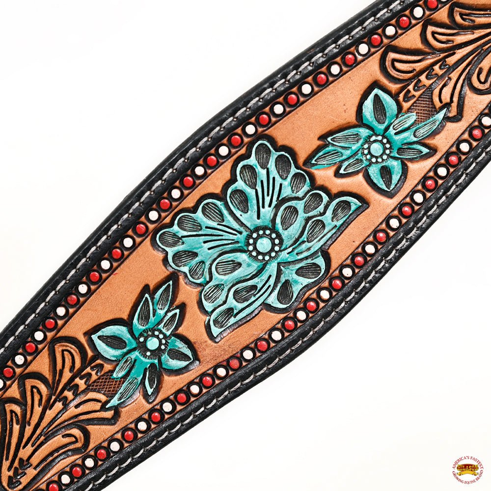HILASON Western Horse Headstall &amp; Breast Collar American Leather Floral Carving