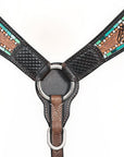 HILASON Western Horse Headstall & Breast Collar American Leather Floral Carving