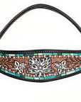 HILASON Western Horse Headstall & Breast Collar American Leather Floral Carving
