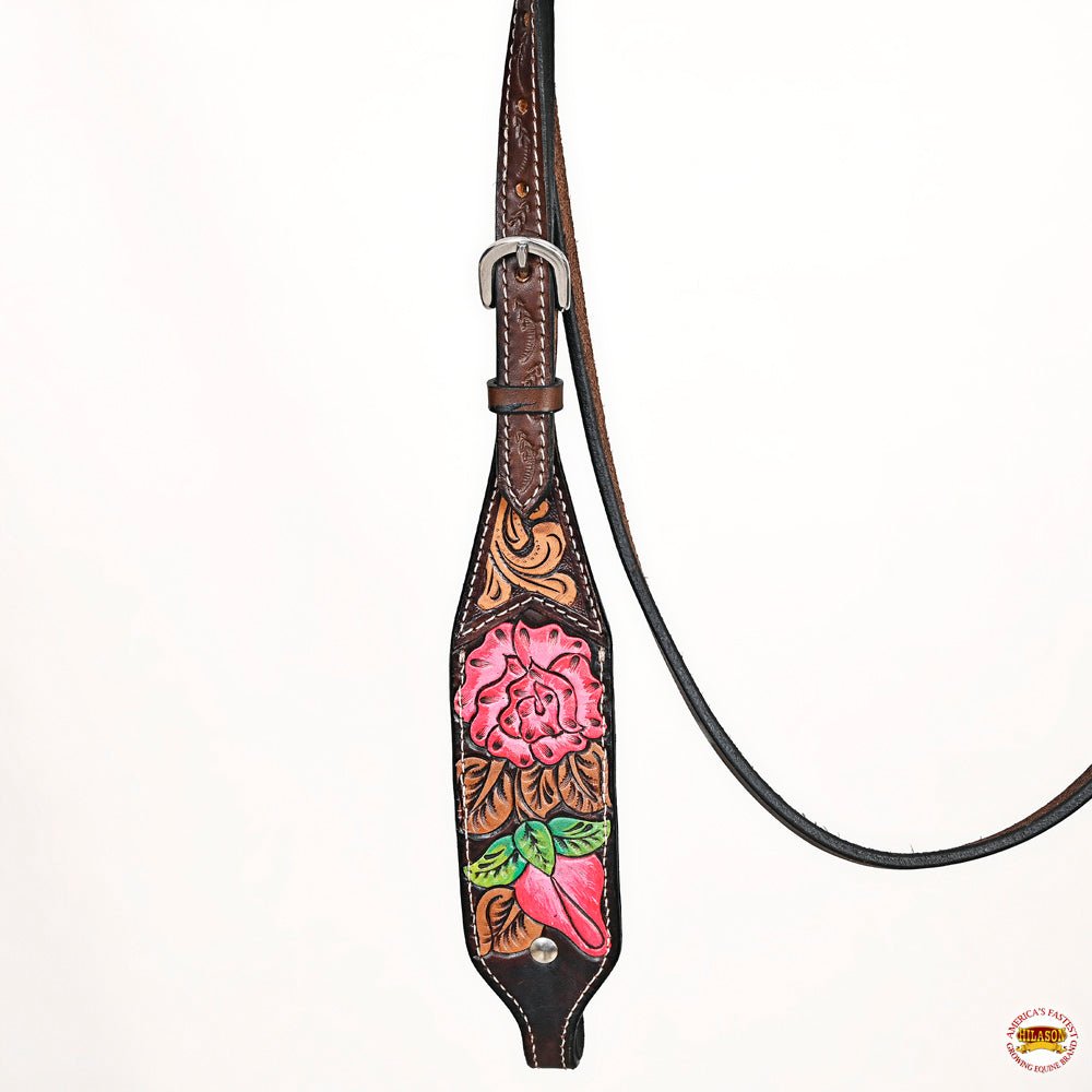 Hand-Carved Leather Western Headstall And Breast Collar Set For Training And Showing