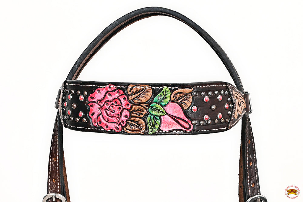 HILASON Western Horse Headstall Breast Collar Leather Brown
